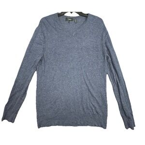 Theory Riland V-Neck Sweater‎ in Merino Wool Blue Large